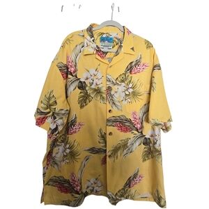 Paradise On A Hangar Yellow Tropical Floral Hawaiian Shirt